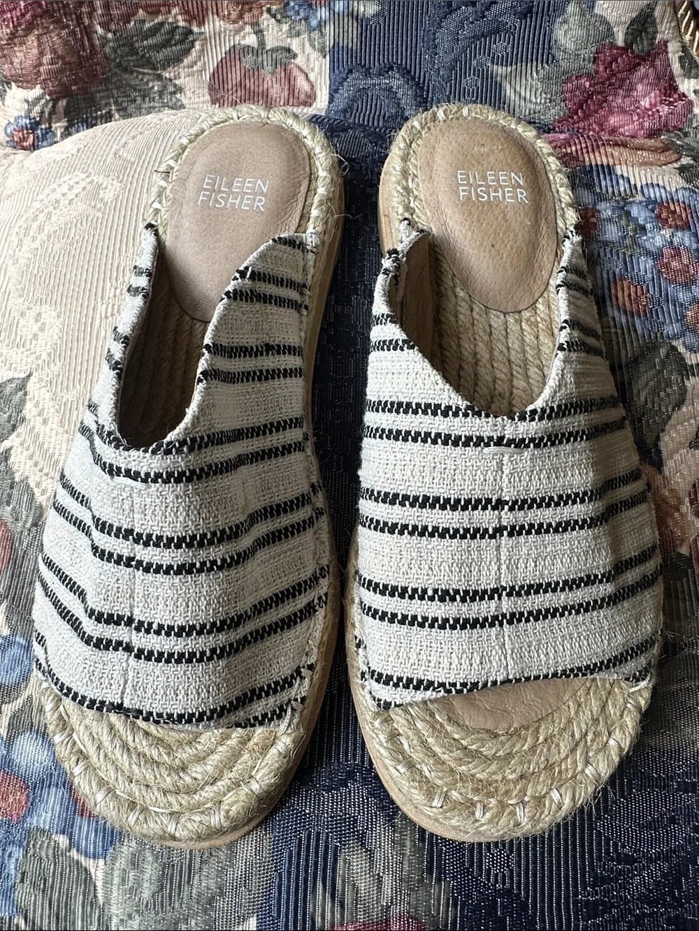 Eileen Fisher Milly Canvas Espadrille Sandals Sz 6.5
